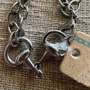 Horsebit Silver Tone Chain Bracelet
